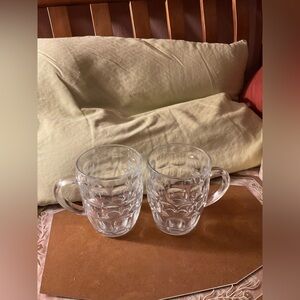 Set of 2 vintage Arcoroc France Thumbprint 16oz glass mugs